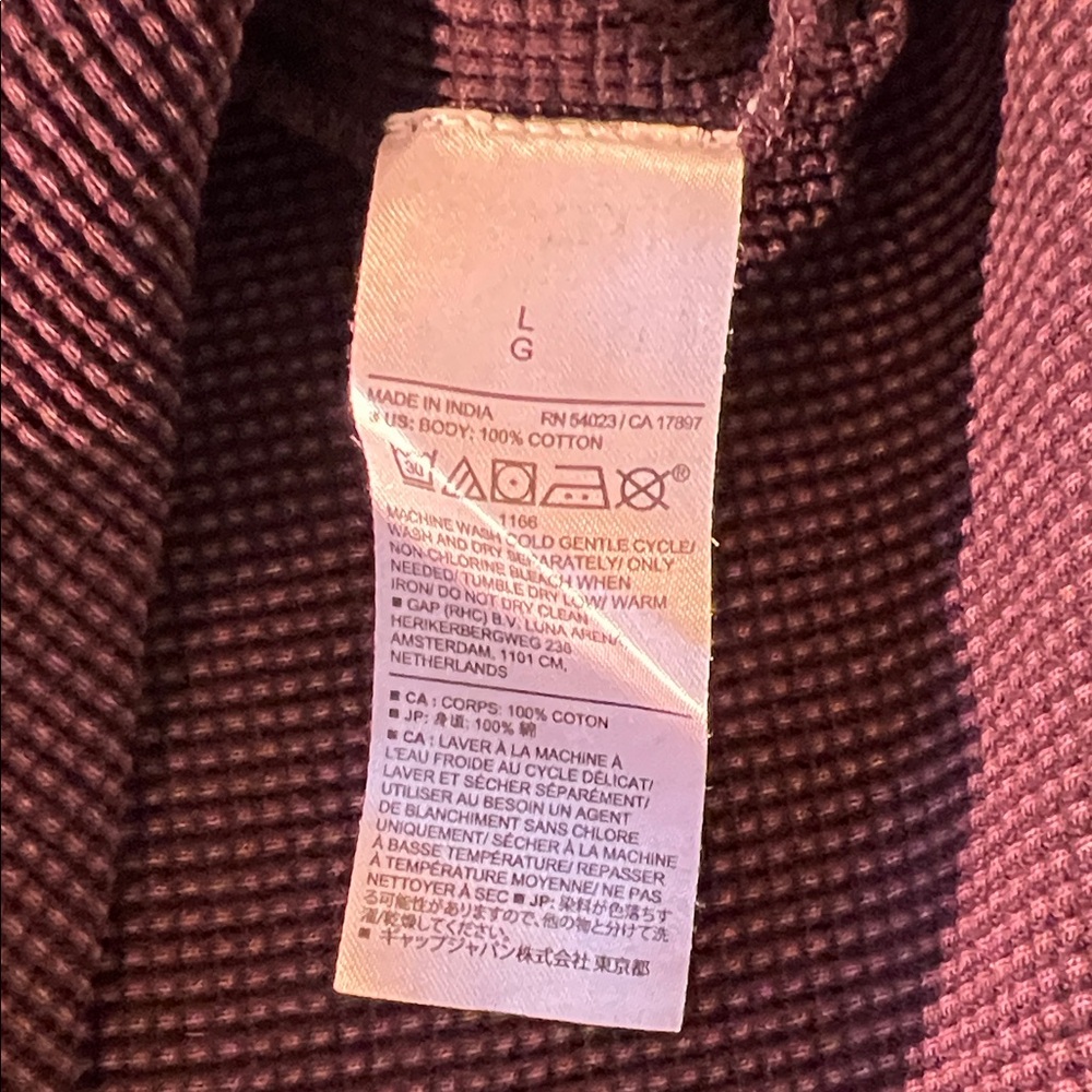 Banana Republic 2pk Men's Waffle Long-Sleeve Henleys - Black & Maroon - Large - Picture 9 of 9